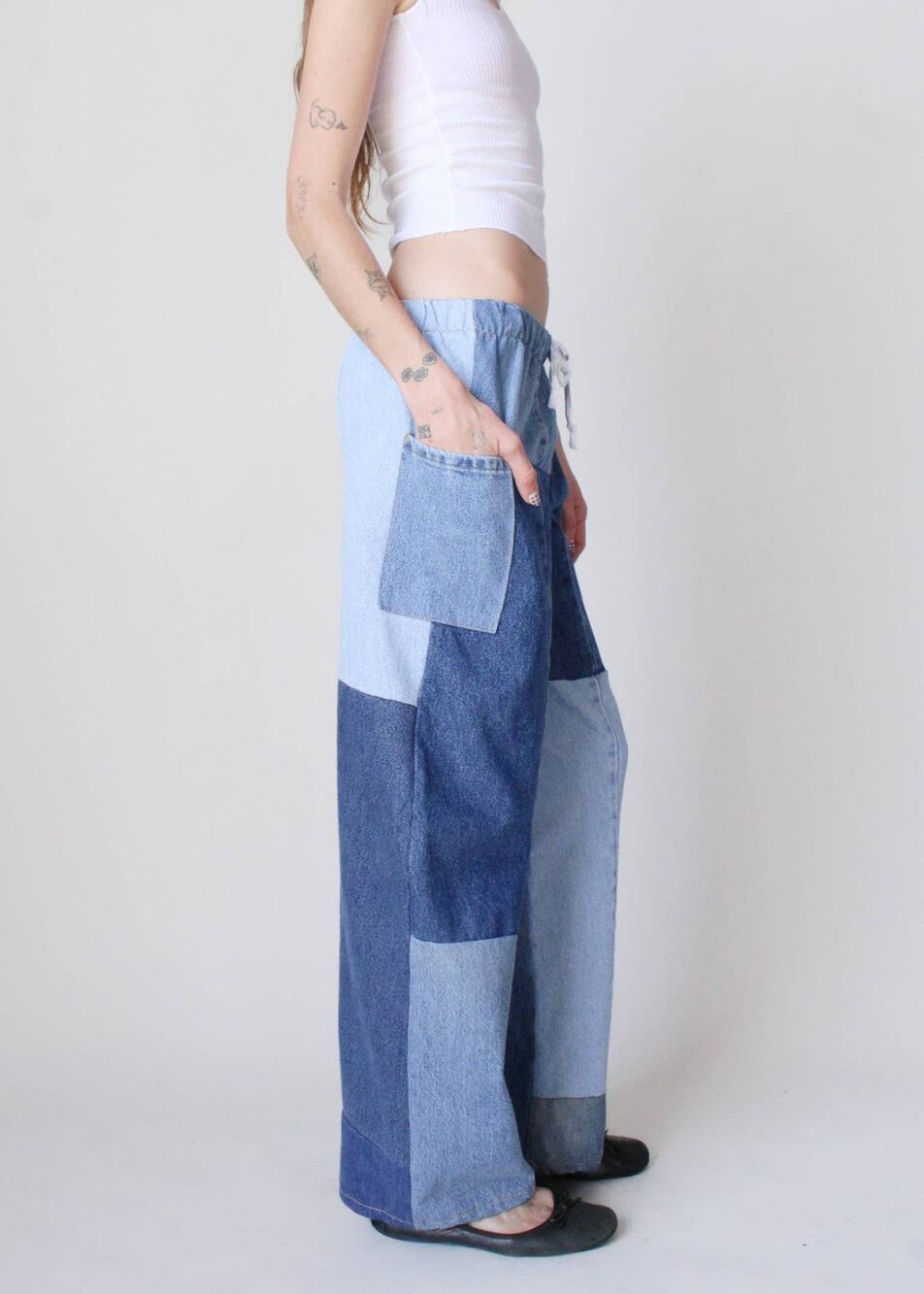 M/L PREORDER - Denim Recycled Pieced Pant (Ships August 1st-7th)